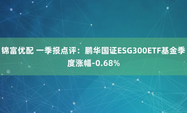 锦富优配 一季报点评：鹏华国证ESG300ETF基金季度涨幅-0.68%